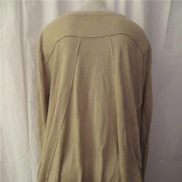 LISA TODD TAN LINEN OVERSIZED V-NECK SWEATER SZ M - Picture 4 of 7